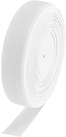 sourcing map Elastic Band for Sewing 1 Inch x 14 Yard Flat Knit Elastic Spool Heavy Stretch High Elasticity for Wigs Pants DIY Projects, White