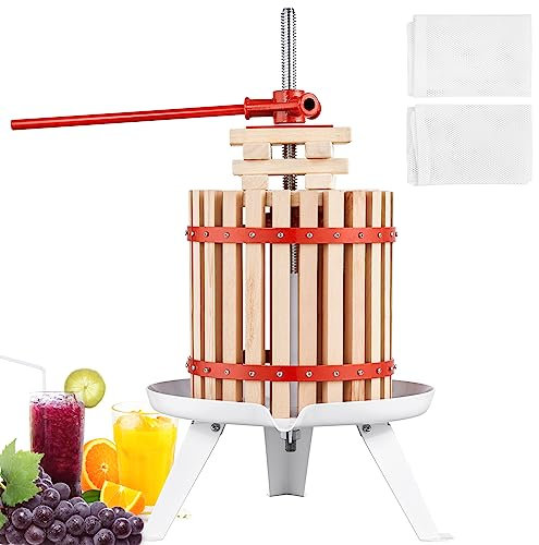 VEVOR Pressoir à Fruits Manuel 18 L Pressoir à Vin en Bois Massif avec 6 Blocs de Pressage Presse-Fruits Manuel Longue Poignée Broyeur de Fruits Légumes pour Pressage Facile de Vins Jus Cidres Purées