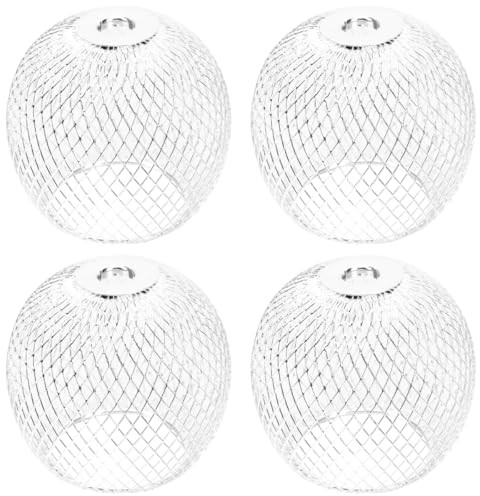 Hemobllo 4 pcs Metal lampshade Glass Shades for Light Tree lamp Metal mesh lamp Shade Ceiling Fan Light Bulb Cover lamp Shades Glass lamp Shade Replacement Hollow Ripple bar Bathroom Light