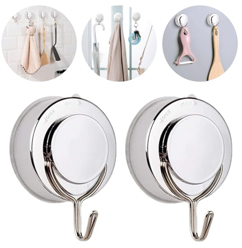 Suction Hooks Shower Kitchen Window Wall Sucker Suckers Cup Wreath Towel Hook Hangers for Bathroom Hanging, 2 Pack