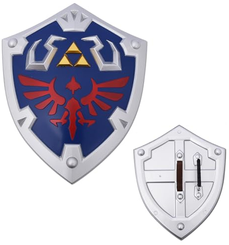 ziqing Full Metal The Legend of Zelda Hylian Shield, Zelda Triforce Shield, 1:1 Replica Hylian Shield for Link Cosplay, 55,9 cm Blau, Blau, 22
