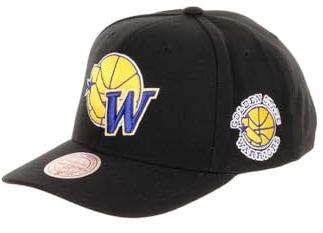 Mitchell & Ness Golden State Warriors NBA Icon Grail Pro Snapback Hardwood Claasic Cap Pro Crown Fit Black - One-Size