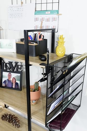 DESKORGA Schreibtisch-Organizer * zum Aufhängen am Schreibtisch ohne Bohren * Dokumententasche A4 und Bürobedarf Aufbewahrung Büro, Zeitschriftenhalter zur Wandmontage, Hängemappe, Bürozubehör