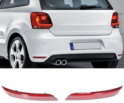 KASturbo Rückstrahler Reflektor Rückleuchte Rücklicht rot links und rechts für Polo 6R 6C ab 2014 Rücklichtabdeckung Stoßstange Ersetzen 6C0945105B Heckstoßstange Verkleidung
