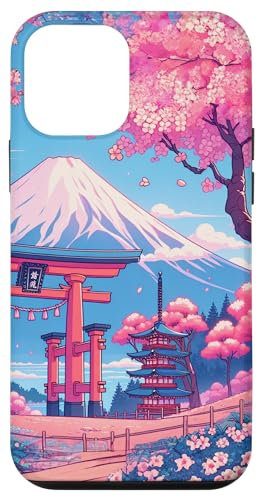 iPhone 12 mini Anime Lofi Japanese Landscape Mount Fuji Torii Gate Case