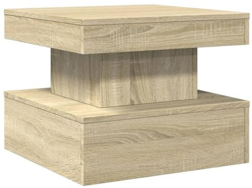 vidaXL Table Basse avec Lumières LED, Bout de Canapé, Table d'Appoint, Meuble de Salon Salle de Séjour Intérieur, Moderne, Chêne Sonoma