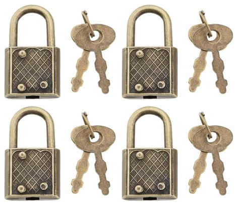 Be In Your Mind Lot de 16 mini cadenas carrés de style vintage avec clés en alliage de zinc Bronze rétro pour boîte à bijoux, boîte de rangement, journal intime, livre