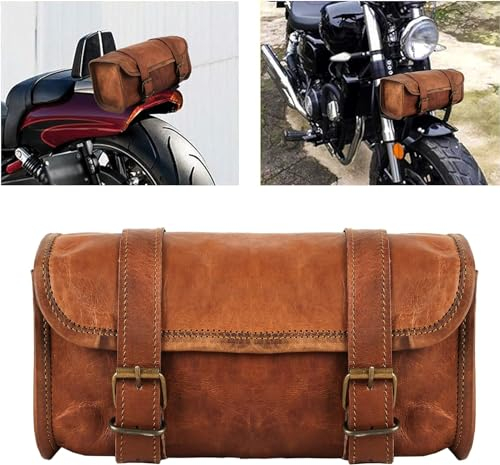 american blue Leder-Lenkertasche, braune Sattel- und Motorradtasche, Fahrrad-Werkzeugtasche, Leder-Reisezubehörtasche (Hellbraun)