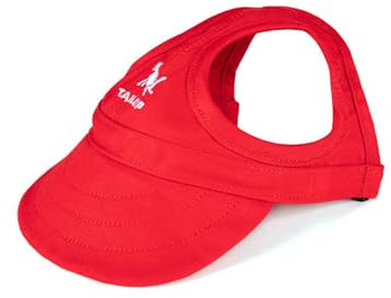 Hixingo Haustier Hunde Baseballmütze, Basecap Verstellbar Sonnenschutz Hut Hundecap mit Ohrlöchern Sommer Schattierungshut Zubehör für Kleine Hunde (S,Rot)