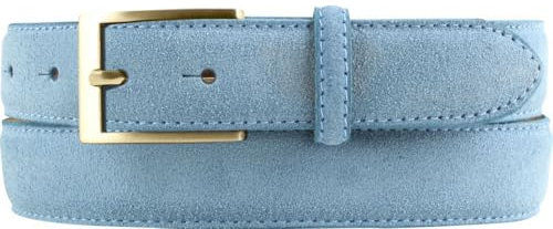 BELTINGER Gürtel aus Veloursleder 3,0 cm | Velour-Ledergürtel für Herren 30mm | Wildleder-Gürtel mit goldener Gürtelschließe | Jeansblau 105cm