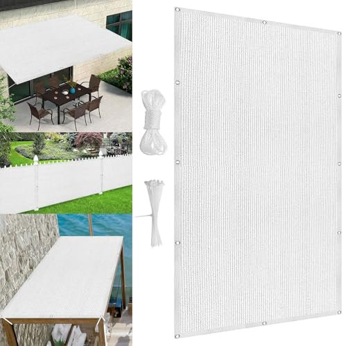 Voile d'ombrage Carré 65 x 500 cm Perméable Rafraîchissan Toile Protection Solaire avec Oeillets Perméable Brise Vent pour Couverture Végétale Serre Pergola, Blanc