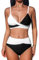CUPSHE Women's Twist Front High Waisted Bikini Set V Neck Padded Two Pieces Bathing Suits Swimsuits Black/White L
