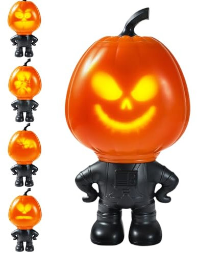 Talking Animated Pumpkin, Jabbering Jack Talking Pumpkin, Spirit Halloween Animatronic, Pumpkin Night Light with Built In Projector Speaker, Adjustable Volume Halloween Decorative Lighting Projectors