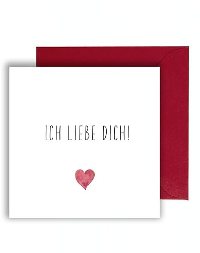 Ich Liebe Dich Karte zum Hochzeitstag Jahrestag Valentinstag als Klappkarte mit Umschlag - Geschenkkarte Beziehung Partner (15cm x 15cm mit rotem Umschlag)