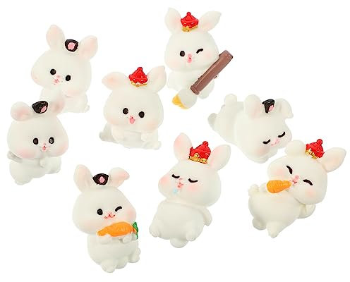 ABOOFAN 8stücke Miniatur-hasenfiguren Aus Kunstharz Für Auto-Dekoration Miniatur-tierdekor Für Garten Und Bücherregal Exquisit Verarbeitet Und Leicht Zu Platzieren