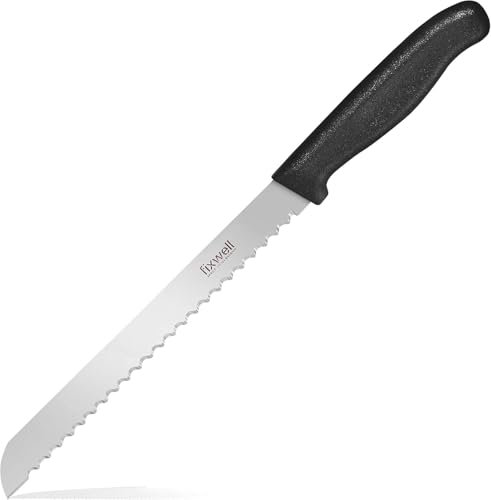 Fixwell® Brotmesser mit Wellenschliff, Klinge: 18 cm I Extrem scharfes Brotschneidemesser aus Edelstahl – langlebig, rostfrei I spülmaschinenfest & lebensmittelecht | Made in Germany seit 1955