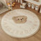 Teppich Wohnzimmer Kurzflor Teppich Groß Kinder Spielteppich Junge Mädchen Matte für Schlafzimmer Rutschfest Teppiche Flauschiger Kinderteppich Waschbarer Alphabet Tier Bär (Beige 2, 100x100cm)