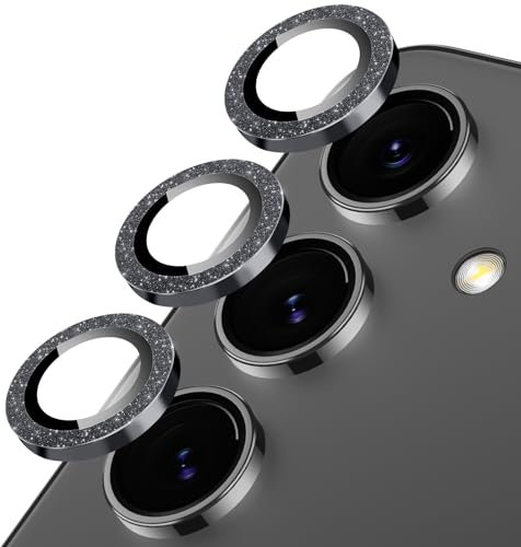 Oelrstfe Kamera Schutz für Samsung Galaxy S24 / S23 / S23+ Plus Kameraschutz,Kratzfest 9H Härte HD Linsenschutz Schutzfolie,Kamera Displayschutz Transparent Glitzer Linse Displayschutzfolie,Schwarz