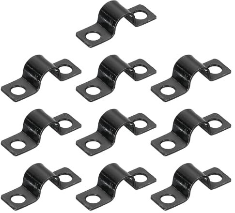 QUARKZMAN 100 Stück Kabelschellen zum Schrauben, U-Rohrschellen 8mm Durchmesser Zweiloch Rohrschelle befestigungsschelle für Pipeline elektroleitung leerrohre, Schwarz
