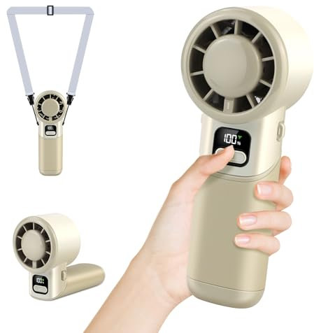 HONEYYEAR Portable Handheld Fan, 3 in 1 High-Speed Turbo Portable Fan, 3600mAh USB Rechargeable Fan with LED Display,90°Foldable Desk Fans for Travel/Commute/Outdoor, Gifts for Women