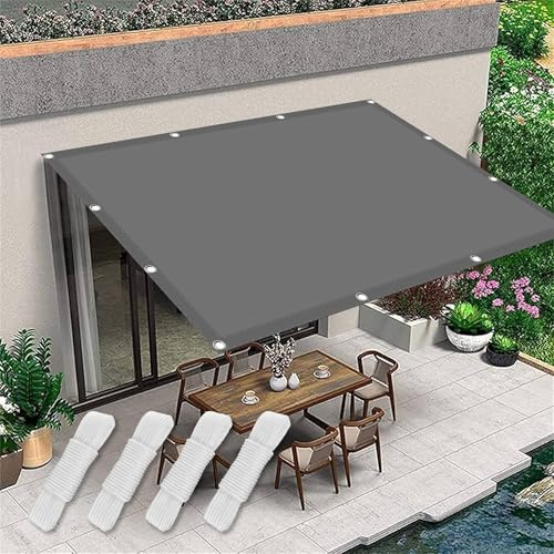 Voile D Ombrage Abri de Jardin 340 x 420 cm UV 98% Indéchirable Imperméable Volie d'ombrage Rectangulaire avec Le Kit de Fixation pour Jardins/Balcons/Terrasses, Gris Clair