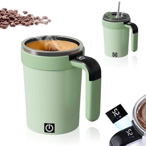 380ml Selbstrührende Tasse, Kaffeerührbecher, Automatischer Magnetischer Rührbecher, Selbstrührende Kaffeetasse, Selbstrührender Becher Für Kaffee, Tee, Milchshake(Grün)