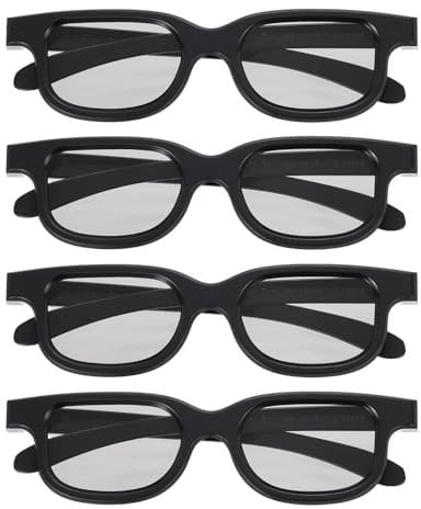 sourcing map 4pcs Polarized 3D Viewing Glasses, Passive Circular 3D Glasses for Anaglyph Movie Cinema Game TV Photo Projector Black