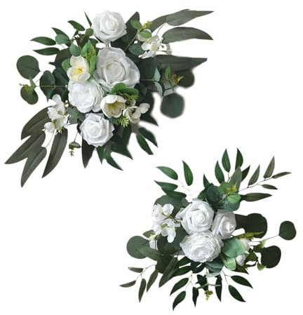 Qsvbeeqj 2 pezzi fiori artificiali festoni decorativi festoni per cerimonia di nozze segno ricevimento sfondo decorazione del partito