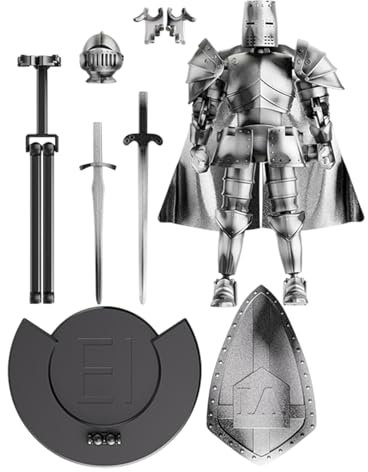 Bsbkoj Action figure cavaliere medievale, statuetta mobile multi-snodata, testa rotante a 360°, modello per decorazione da scrivania, tavolo da pranzo, collezione per la casa, 14 x 13,2 cm