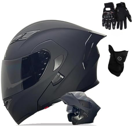 Motorradhelm Vollvisierhelm Klapphelm mit Doppelter Sonnenblende, Modularer Helm Für Erwachsene Moped(C10,XXL(61~62CM))