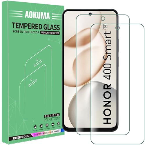 AOKUMA Verre Trempé Honor 400 Smart, [Lot de 2] Film Protection écran Honor 400 Smart [0.26mm] [Extrêmement résistant aux rayures] [Haute définition][Facile à installer] Verre Trempé Honor 400 Smart