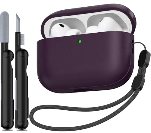 TNSNK Anticaduta Custodia per AirPods Pro 3, Purple | Anticaduta, graffi e usura. Ricarica cablata e wireless. Con pennello pulitore e catena.