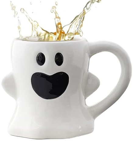 Lpoppcx Halloween Mug, 400 ml Ghost Face Cup, Ceramic Gothic Mug for Tea, Autumn, Cafe, Children's Party, Adults, Scary Christmas