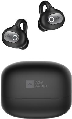 AGM OpenBuds 1 Open Ear Wireless Clip-On Earbuds, Comfort/Ultra-Light, ANC Noise Cancelling/TWS Pairing, 40H Playtime, Digital Display/Bluetooth 5.4, Sweatproof, Secure Fit for Workouts