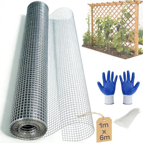 Mbsomnus Drahtgitter Feinmaschig 100 cm x 6 M Maschendraht Rolle | Wühlmausgitter, Verzinkt, Volierendraht, Maschenweite 6mm Kaninchendraht, Drahtgeflecht Hasendraht, für Garten, Hochbeet