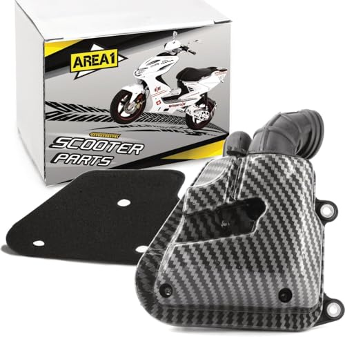 Area1 Cassetta filtro aria Carbonlook per 50ccm 2T compatibile con Yamaha Aerox 50 R/Naked Neos Jog R BWS Why Slider, adatto per MBK Nitro Booster Ovetto MachG Stunt, Malaguti F12 15 Benelli K2 491