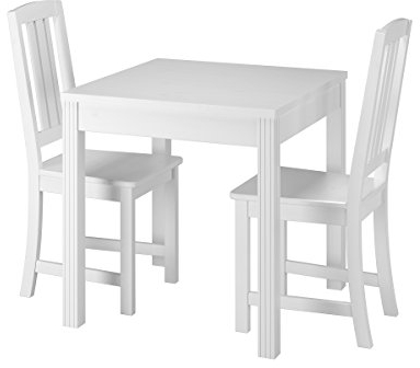 Erst-Holz Schöne Essgruppe mit Tisch und 2 Stühle Kiefer Massivholz waschweiß 90.70-50 C W-Set 22