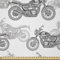 ABAKUHAUS Motorrad Stoff als Meterware, Details in Graustufen, Microfaser Stoff für Dekoratives Basteln, 1M (230x100cm), Weiß Schwarz Grau