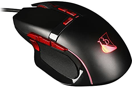 Konix Drakkar Souris filaire Baldur pour PC gaming - 10 boutons - Câble 1,8 m - Connexion USB - Rétroéclairage rouge - Noir