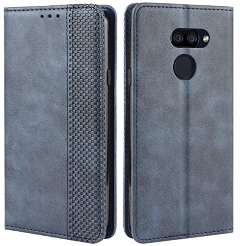 HualuBro Handyhülle für LG K40S Hülle, Retro Leder Stoßfest Klapphülle Schutzhülle Handytasche LederHülle Flip Case Cover für LG K40S Tasche, Blau