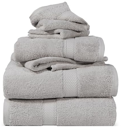 SUPERIOR Egyptian Cotton Ultra Plush & Absorbent, 6 Piece Set, Silver