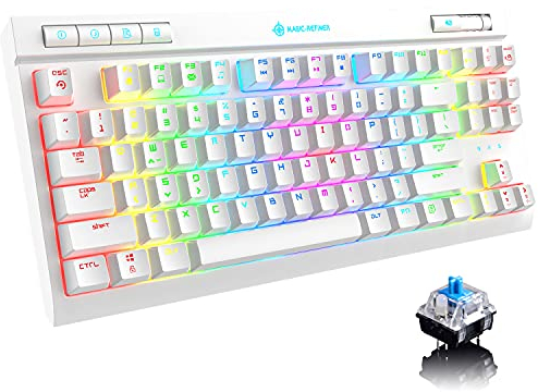 ZIYOU LANG Mechanical Gaming Keyboard,Chroma RGB 18 Kinds LED Backlit Keyboard with Wired Type C,87 Keys Anti-ghosting,Blue Switch and 4 Low Profile Switch Scroll Wheel for PC Gamers