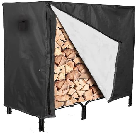 BesDirect Firewood Log Rack Cover, Dry Wood Stack Holder Tarp, 4-Feet Heavy Duty Waterproof Outdoor Fire Wood Protection, Dust-Proof UV Resistant Firewood Log Protector, 123x65x110cm