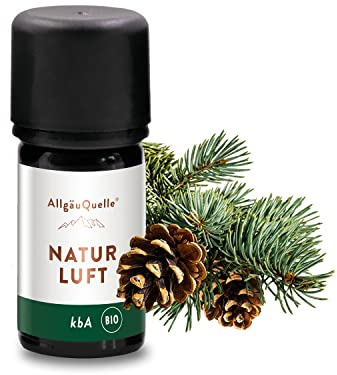 AllgäuQuelle® BIO Duftöl-Mischung Naturluft. 100% ätherische Öle aus Latschenkiefer, Alpenzirbe, Fichte und Minze (kbA) | vegane und naturreine Duftmischung für Aroma-Diffusor/Duftlampe, 5 ml