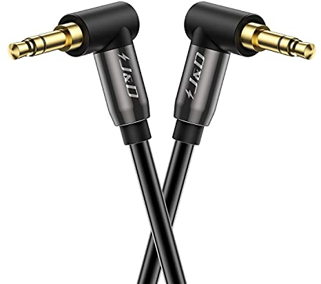 J&D 1/8 Stéréo Câble, 90 Degrés Droite Angle Coquille de Cuivre 3,5 mm Stéréo L'audio Aux Câble pour Tablet MP3 Player et Tous Les Autres Appareils, 4.5 Meter