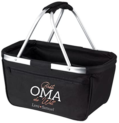 personalisierter Einkaufskorb für die Beste Oma der Welt mit Namen der Enkelkinder, Geschenk Oma, Geschenk Muttertag, faltbar, Muttertagsgeschenk