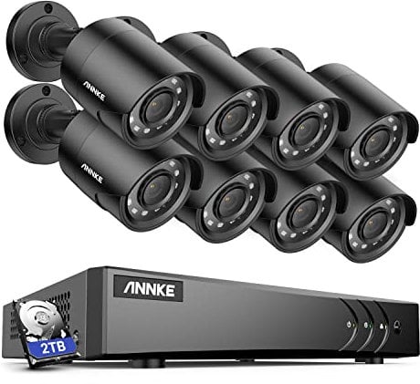 ANNKE 16CH 5MP Lite Full HD Surveillance Security Camera System with 2TB Hard Drive and 8X 1080P Outdoor Weatherproof CCTV Cameras, Super Day/Night Vision, Smartphone Remote View