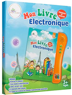 PlayFulLearn - Livre sonore éducatif ludique pour Apprendre l'anglais et Le français | Interactif | Jeux, Images et Sons | Facile pour Enfants et Adultes | Lettres, Chiffres, Couleurs, Formes, Mots