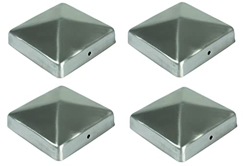 BURI 4X Edelstahl Pfostenkappe Pyramide 71x71mm Zaunkappe Zierkappe Pfahl Zaun Kappe