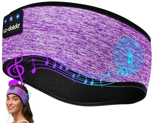LC-dolida Schlafkopfhörer Stirnband Bluetooth für Männer und Frauen, Super Weiche Sleep Headphones Sportskopfhörer für Männer und Frauen,Stirnband Kopfhörer mit Mikrofonen für Training,Joggen,Yoga